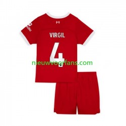 Liverpool Kind Shirt met Bedrukking Virgil van Dijk 4 Thuis 2023-2024 Korte Mouw