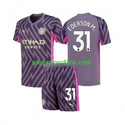 Manchester City Kind Shirt met Bedrukking Doelman Ederson Moraes 31 Uit 2023-2024 Korte Mouw