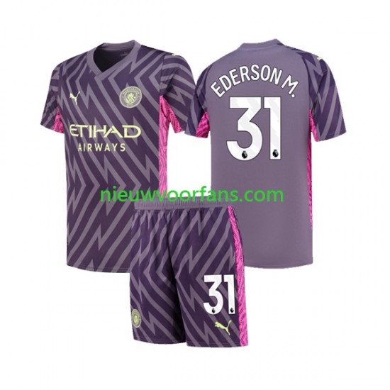 Manchester City Kind Shirt met Bedrukking Doelman Ederson Moraes 31 Uit 2023-2024 Korte Mouw