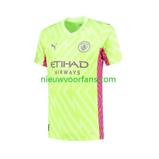 Manchester City Heren Shirt met Bedrukking Doelman Derde 2023-2024 Korte Mouw