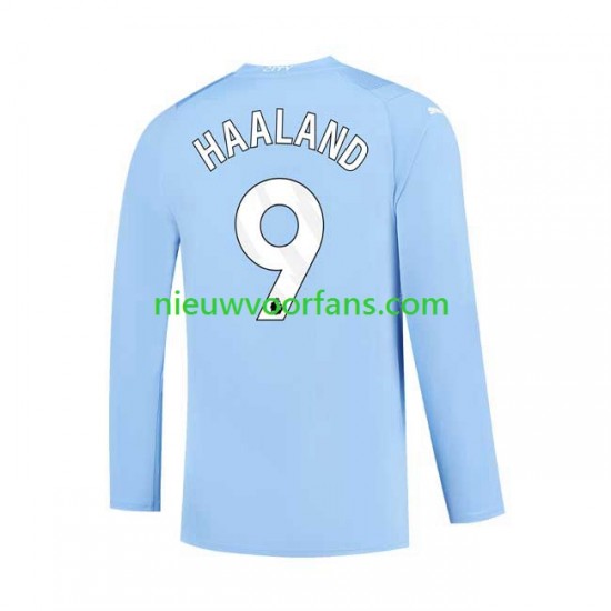 Manchester City Heren Shirt met Bedrukking Haaland 9 Thuis 2023-2024 Lange Mouw