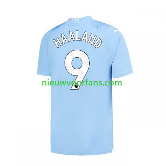 Manchester City Heren Shirt met Bedrukking Haaland 9 Thuis 2023-2024 Korte Mouw