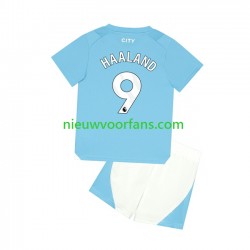 Manchester City Kind Shirt met Bedrukking Haaland 9 Thuis 2023-2024 Korte Mouw