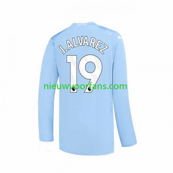 Manchester City Heren Shirt met Bedrukking J. ALVAREZ 19 Thuis 2023-2024 Lange Mouw