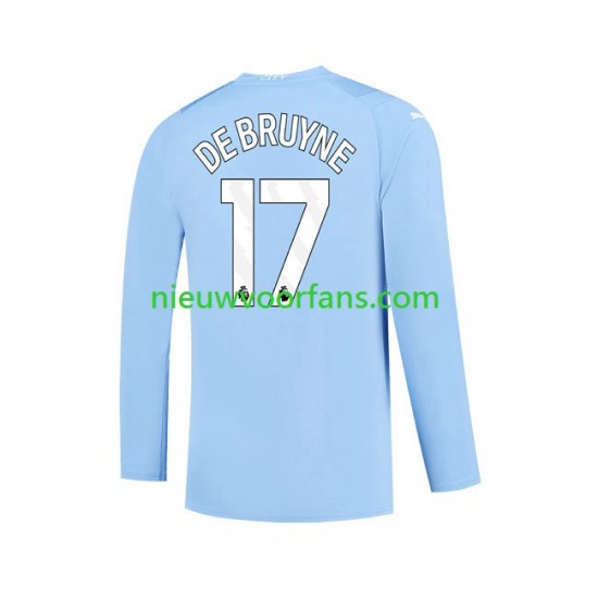 Manchester City Heren Shirt met Bedrukking Kevin De Bruyne 17 Thuis 2023-2024 Lange Mouw