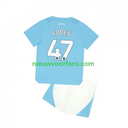 Manchester City Kind Shirt met Bedrukking Phil Foden 47 Thuis 2023-2024 Korte Mouw
