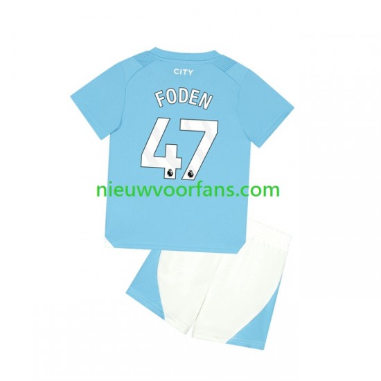 Manchester City Kind Shirt met Bedrukking Phil Foden 47 Thuis 2023-2024 Korte Mouw