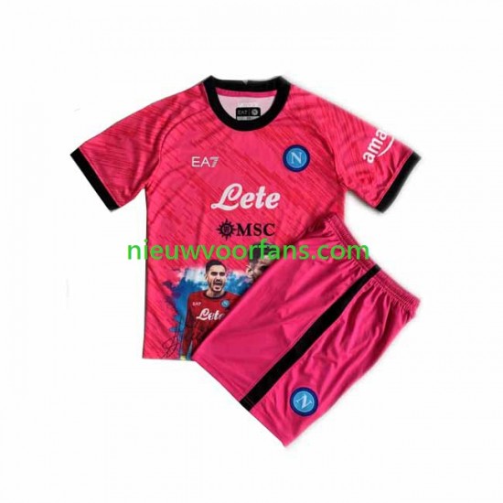 Napoli Kind Shirt met Bedrukking Doelman Face Game Alex Meret 1 Thuis 2022-2023 Korte Mouw