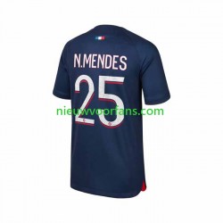 Paris Saint-Germain Heren Shirt met Bedrukking N.Mendes 25 Thuis 2023-2024 Korte Mouw