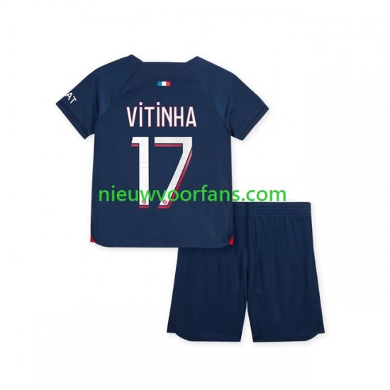 Paris Saint-Germain Kind Shirt met Bedrukking Vitinha 17 Thuis 2023-2024 Korte Mouw
