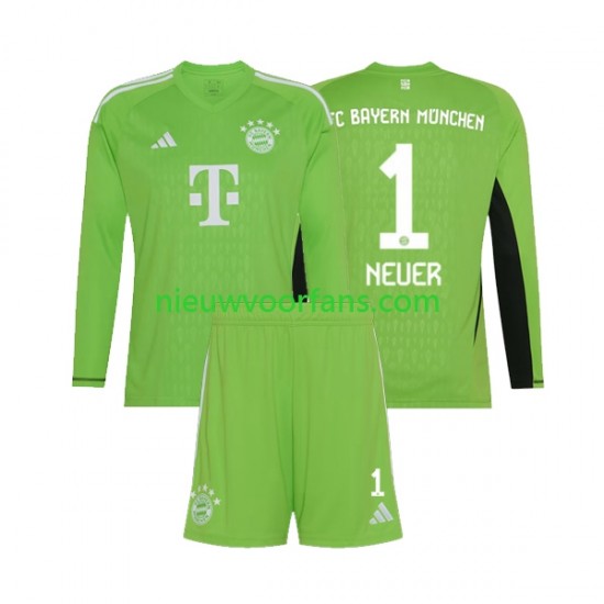 FC Bayern München Kind Shirt met Bedrukking Doelman Manuel Neuer 1 Uit 2023-2024 Lange Mouw