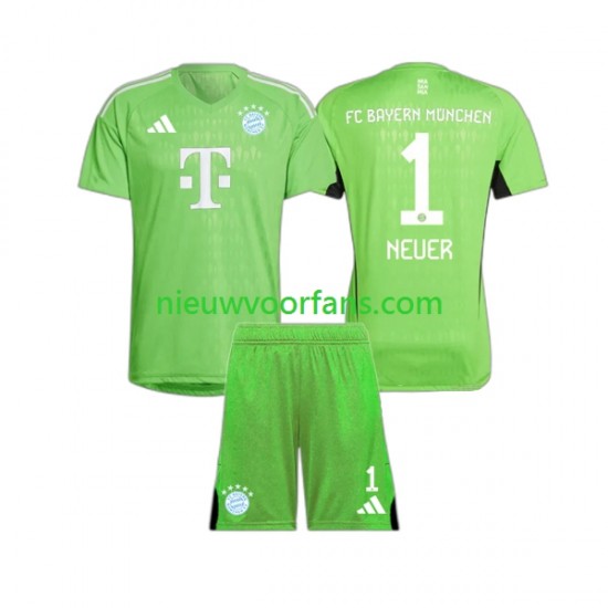 FC Bayern München Kind Shirt met Bedrukking Doelman Manuel Neuer 1 Uit 2023-2024 Korte Mouw