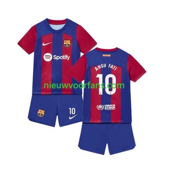 FC Barcelona Kind Shirt met Bedrukking Ansu Fati 10 Thuis 2023-2024 Korte Mouw