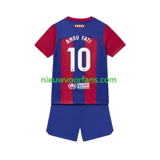 FC Barcelona Kind Shirt met Bedrukking Ansu Fati 10 Thuis 2023-2024 Korte Mouw