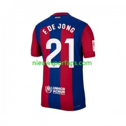 FC Barcelona Heren Shirt met Bedrukking Frenkie de Jong 21 Thuis 2023-2024 Korte Mouw