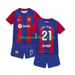 FC Barcelona Kind Shirt met Bedrukking Frenkie de Jong 21 Thuis 2023-2024 Korte Mouw