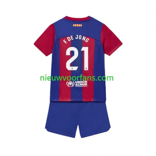 FC Barcelona Kind Shirt met Bedrukking Frenkie de Jong 21 Thuis 2023-2024 Korte Mouw