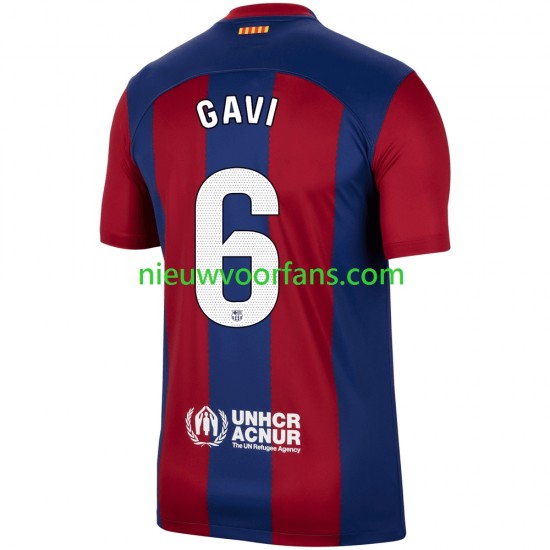 FC Barcelona Heren Shirt met Bedrukking Gavi 6 Thuis 2023-2024 Korte Mouw