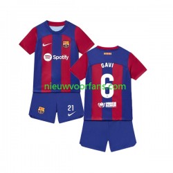 FC Barcelona Kind Shirt met Bedrukking Gavi 6 Thuis 2023-2024 Korte Mouw