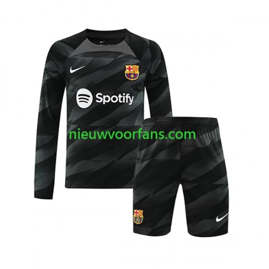 FC Barcelona Kind Shirt met Bedrukking Doelman Uit 2023-2024 Lange Mouw