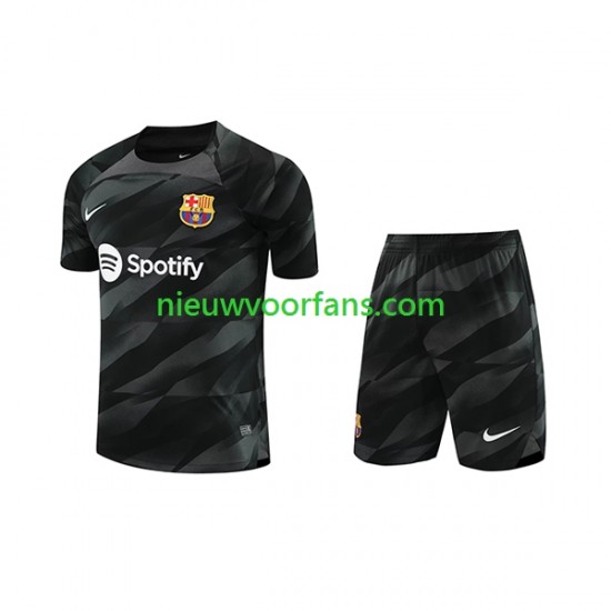 FC Barcelona Kind Shirt met Bedrukking Doelman Uit 2023-2024 Korte Mouw