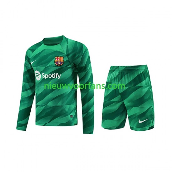 FC Barcelona Kind Shirt met Bedrukking Doelman Thuis 2023-2024 Lange Mouw