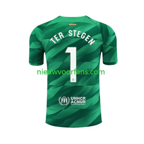 FC Barcelona Heren Shirt met Bedrukking Doelman Ter Stegen 1 Thuis 2023-2024 Korte Mouw