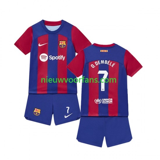 FC Barcelona Kind Shirt met Bedrukking Ousmane Dembele 7 Thuis 2023-2024 Korte Mouw