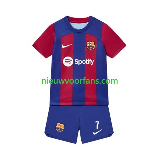 FC Barcelona Kind Shirt met Bedrukking Ousmane Dembele 7 Thuis 2023-2024 Korte Mouw