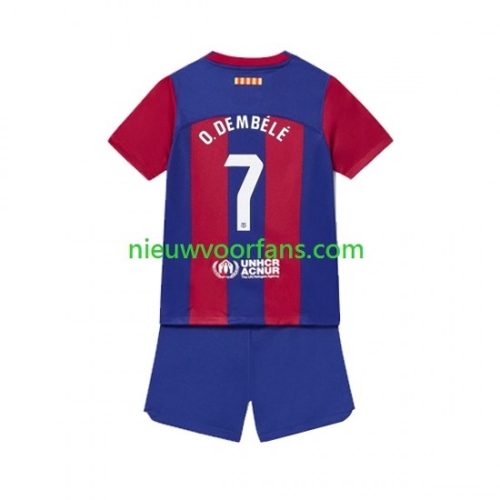 FC Barcelona Kind Shirt met Bedrukking Ousmane Dembele 7 Thuis 2023-2024 Korte Mouw