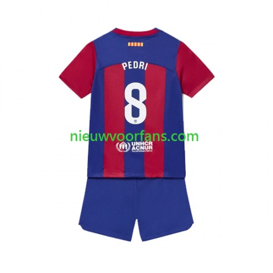 FC Barcelona Kind Shirt met Bedrukking Pedri 8 Thuis 2023-2024 Korte Mouw