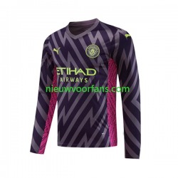 Manchester City Heren Shirt met Bedrukking Doelman Uit 2023-2024 Lange Mouw