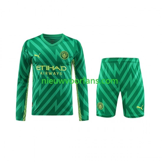 Manchester City Kind Shirt met Bedrukking Doelman Thuis 2023-2024 Lange Mouw