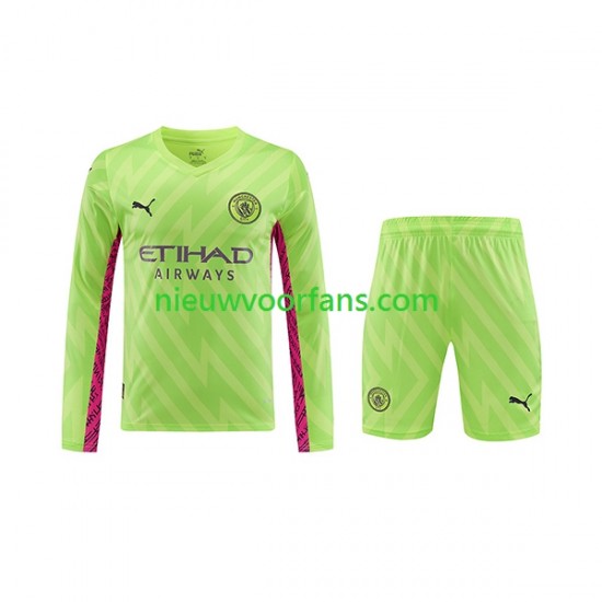 Manchester City Kind Shirt met Bedrukking Doelman Derde 2023-2024 Lange Mouw