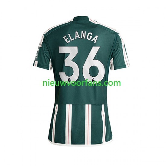 Manchester United Heren Shirt met Bedrukking Anthony Elanga 36 Uit 2023-2024 Korte Mouw