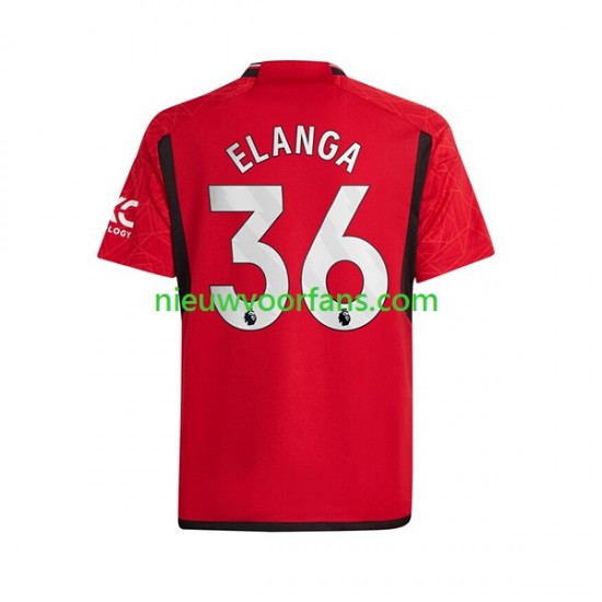 Manchester United Heren Shirt met Bedrukking Anthony Elanga 36 Thuis 2023-2024 Korte Mouw