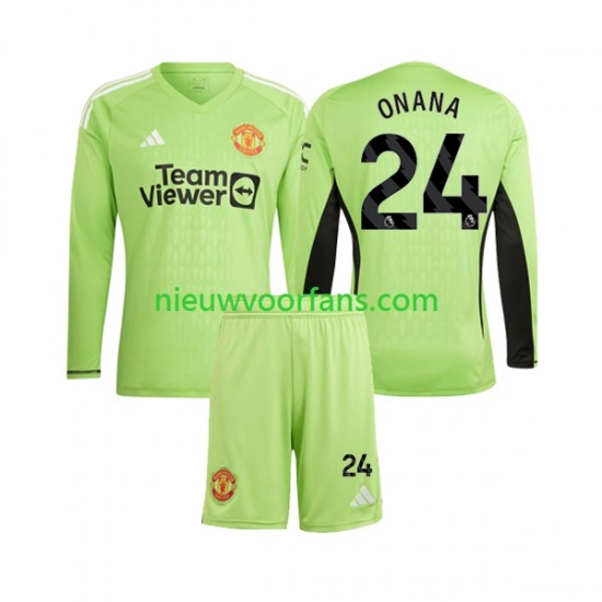 Manchester United Kind Shirt met Bedrukking Doelman Andre Onana 24 Thuis 2023-2024 Lange Mouw