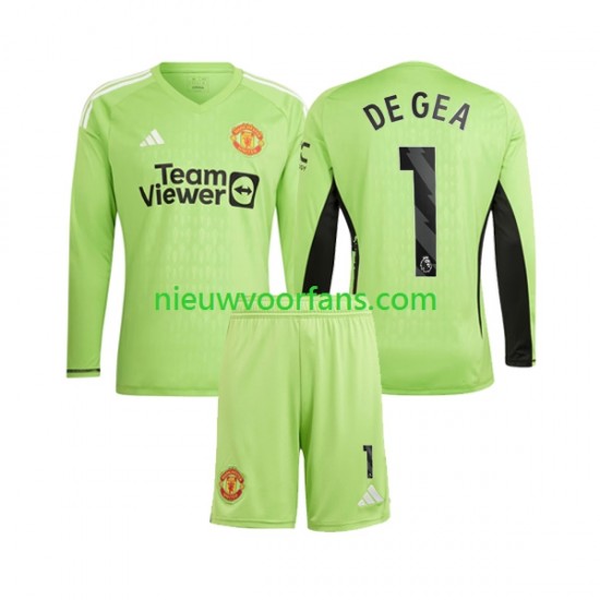 Manchester United Kind Shirt met Bedrukking Doelman De Gea 1 Thuis 2023-2024 Lange Mouw