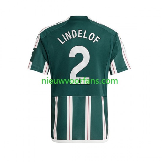 Manchester United Heren Shirt met Bedrukking Lindelof 2 Uit 2023-2024 Korte Mouw
