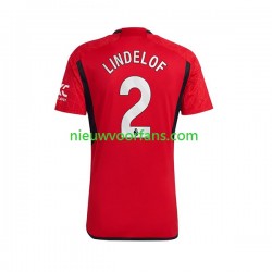 Manchester United Heren Shirt met Bedrukking Lindelof 2 Thuis 2023-2024 Korte Mouw