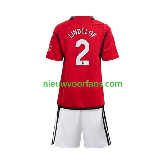 Manchester United Kind Shirt met Bedrukking Lindelof 2 Thuis 2023-2024 Korte Mouw
