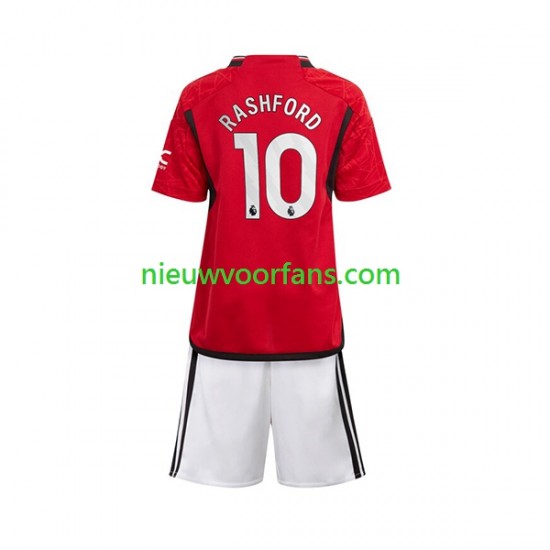 Manchester United Kind Shirt met Bedrukking Marcus Rashford 10 Thuis 2023-2024 Korte Mouw