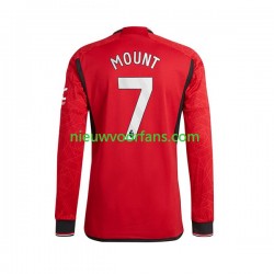 Manchester United Heren Shirt met Bedrukking Mount 7 Thuis 2023-2024 Lange Mouw