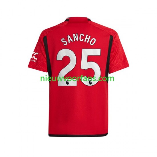 Manchester United Heren Shirt met Bedrukking Sancho 25 Thuis 2023-2024 Korte Mouw