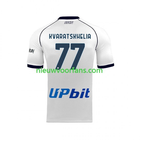 Napoli Heren Shirt met Bedrukking Khvicha Kvaratskhelia 77 Uit 2023-2024 Korte Mouw