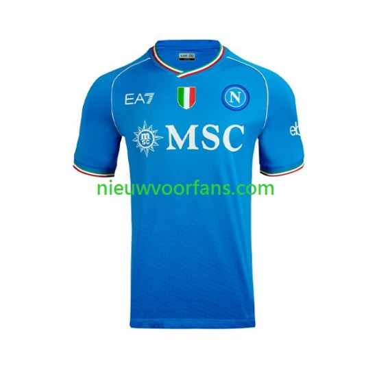 Napoli Heren Shirt met Bedrukking Khvicha Kvaratskhelia 77 Thuis 2023-2024 Korte Mouw