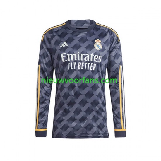 Real Madrid Heren Shirt met Bedrukking Uit 2023-2024 Lange Mouw