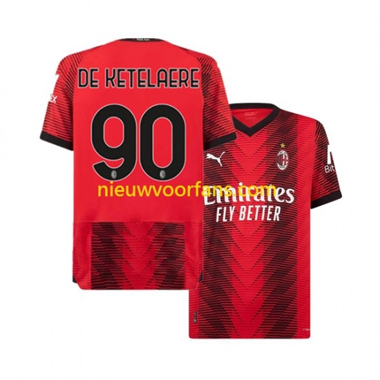 AC Milan Heren Shirt met Bedrukking Charles De Ketelaere 90 Thuis 2023-2024 Korte Mouw