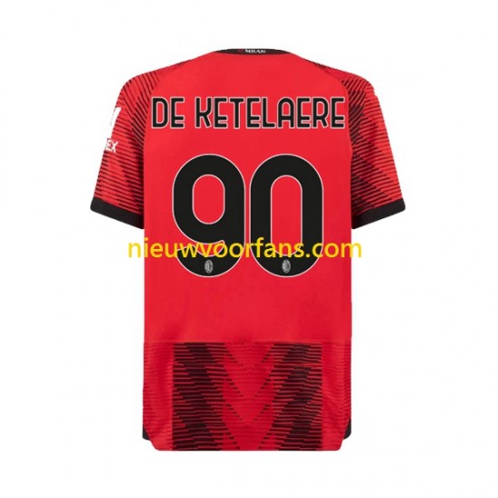 AC Milan Heren Shirt met Bedrukking Charles De Ketelaere 90 Thuis 2023-2024 Korte Mouw