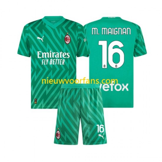 AC Milan Kind Shirt met Bedrukking Doelman Mike Maignan 16 Thuis 2023-2024 Korte Mouw